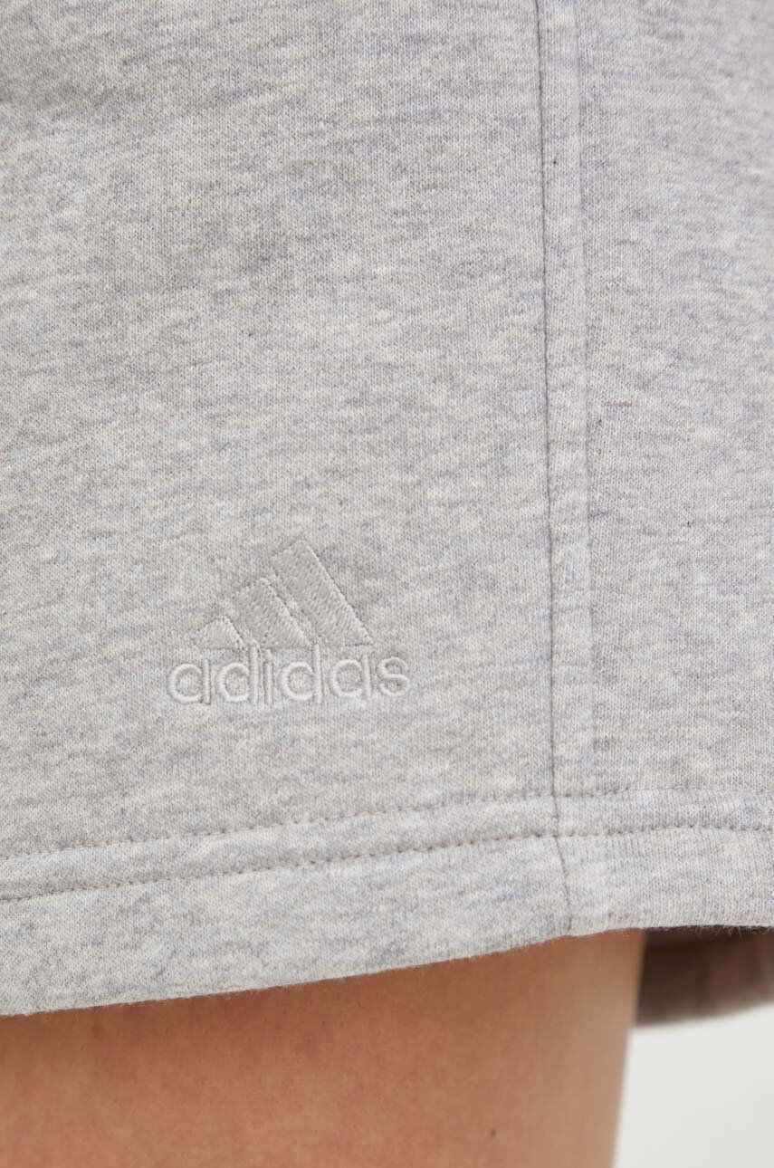 adidas pantaloni scurti femei culoarea gri melanj high waist - Pled.ro