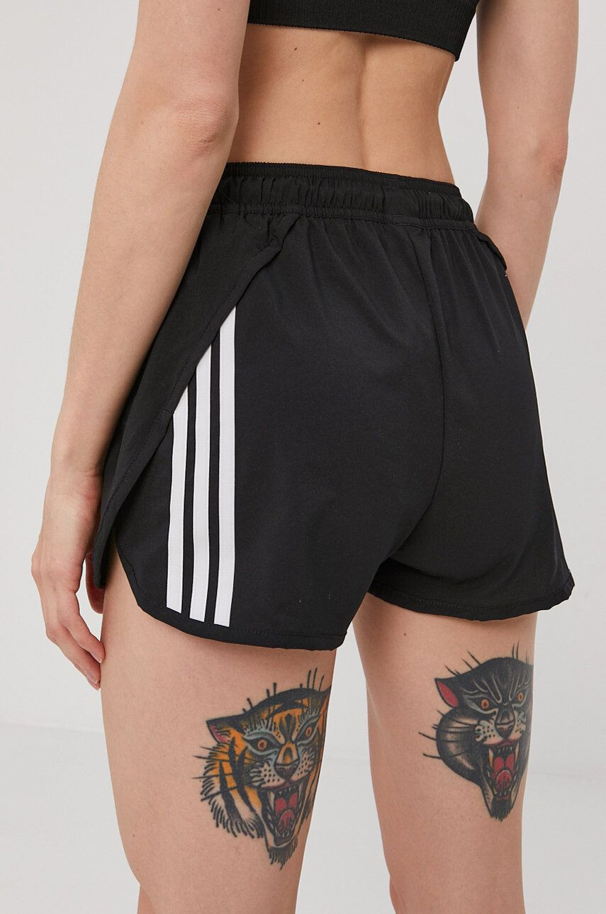 adidas pantaloni scurti femei culoarea negru cu imprimeu medium waist - Pled.ro