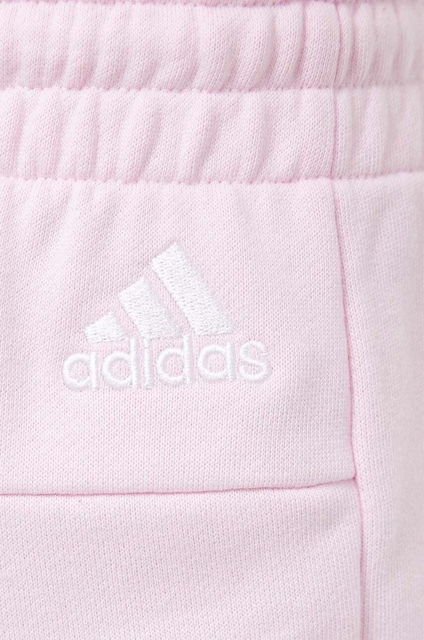 adidas pantaloni scurti din bumbac culoarea roz cu imprimeu high waist - Pled.ro