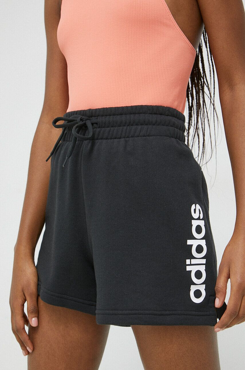 adidas pantaloni scurti din bumbac culoarea negru cu imprimeu high waist - Pled.ro