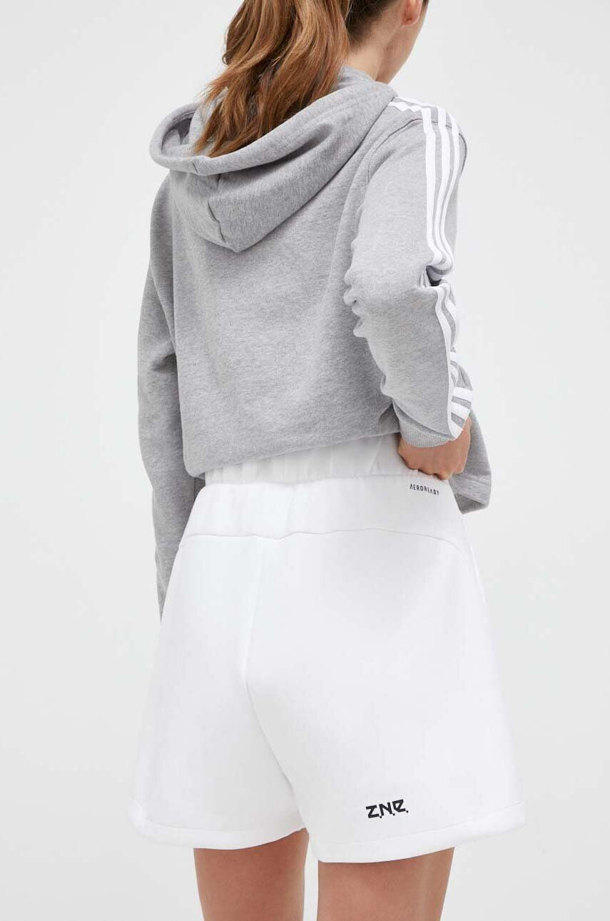 adidas pantaloni scurti Z.N.E femei culoarea alb neted high waist - Pled.ro