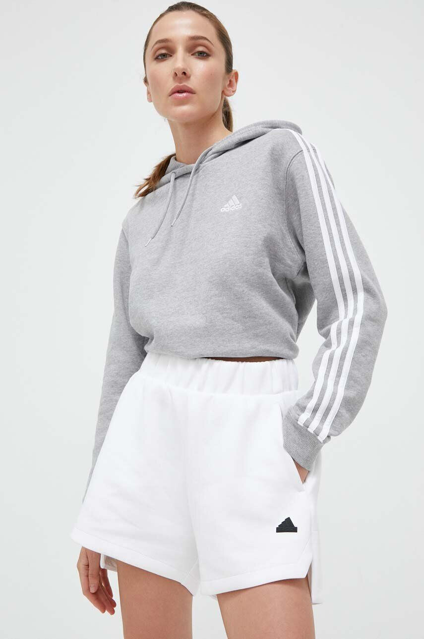 adidas pantaloni scurti Z.N.E femei culoarea alb neted high waist - Pled.ro