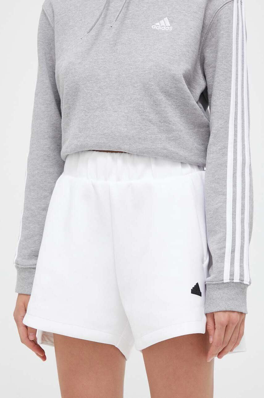 adidas pantaloni scurti Z.N.E femei culoarea alb neted high waist - Pled.ro