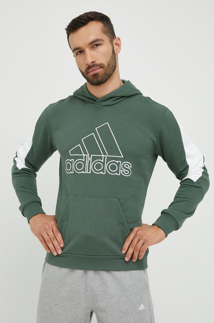 adidas Performance bluza barbati culoarea verde cu imprimeu - Pled.ro