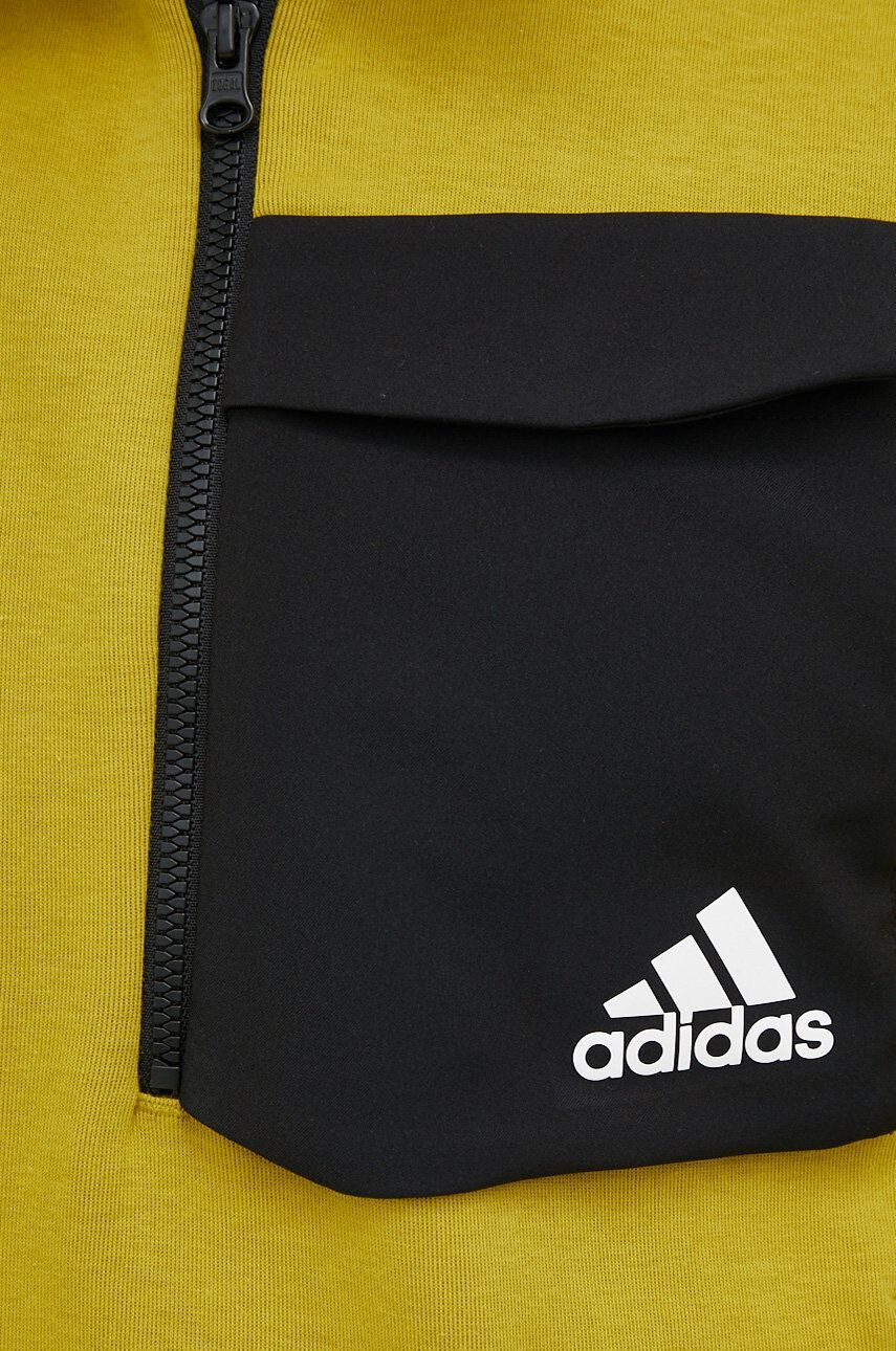 adidas Performance bluza barbati culoarea negru cu glugă cu imprimeu - Pled.ro