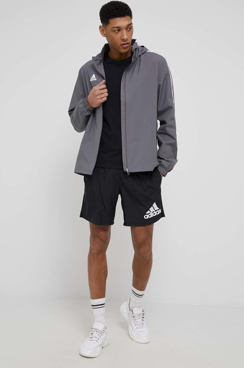 adidas Performance geaca sport culoarea gri de tranzitie - Pled.ro