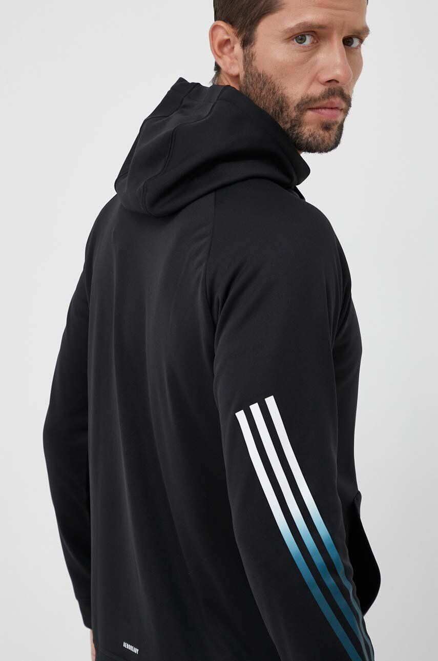 adidas Performance hanorac de antrenament Train Icons culoarea negru cu glugă cu imprimeu - Pled.ro