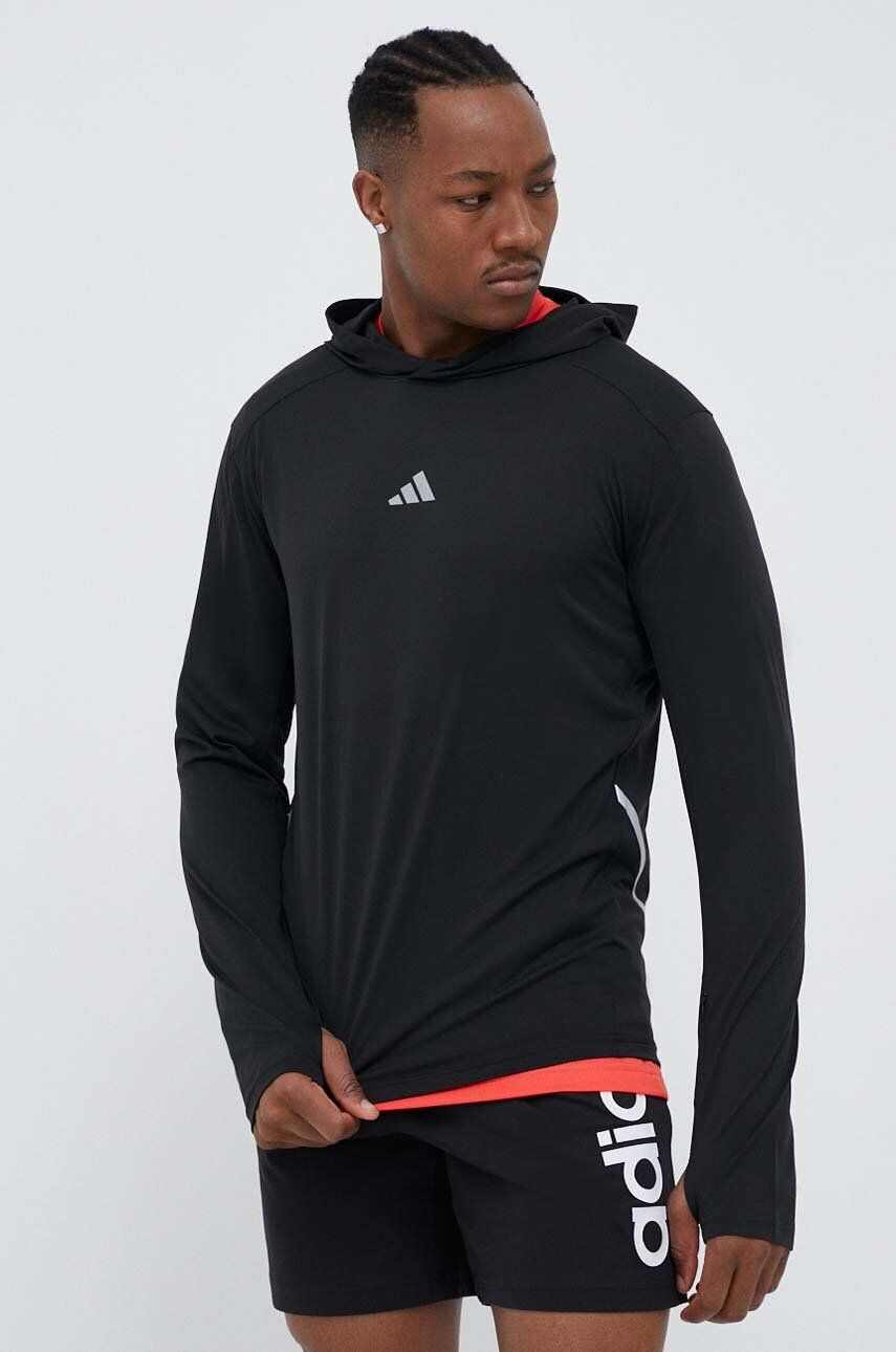 adidas Performance hanorac de jogging X-City culoarea negru cu glugă neted - Pled.ro