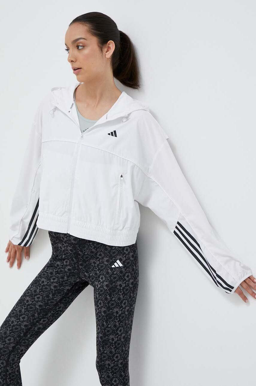 adidas Performance jacheta de antrenament Hyperglam culoarea alb de tranzitie oversize - Pled.ro