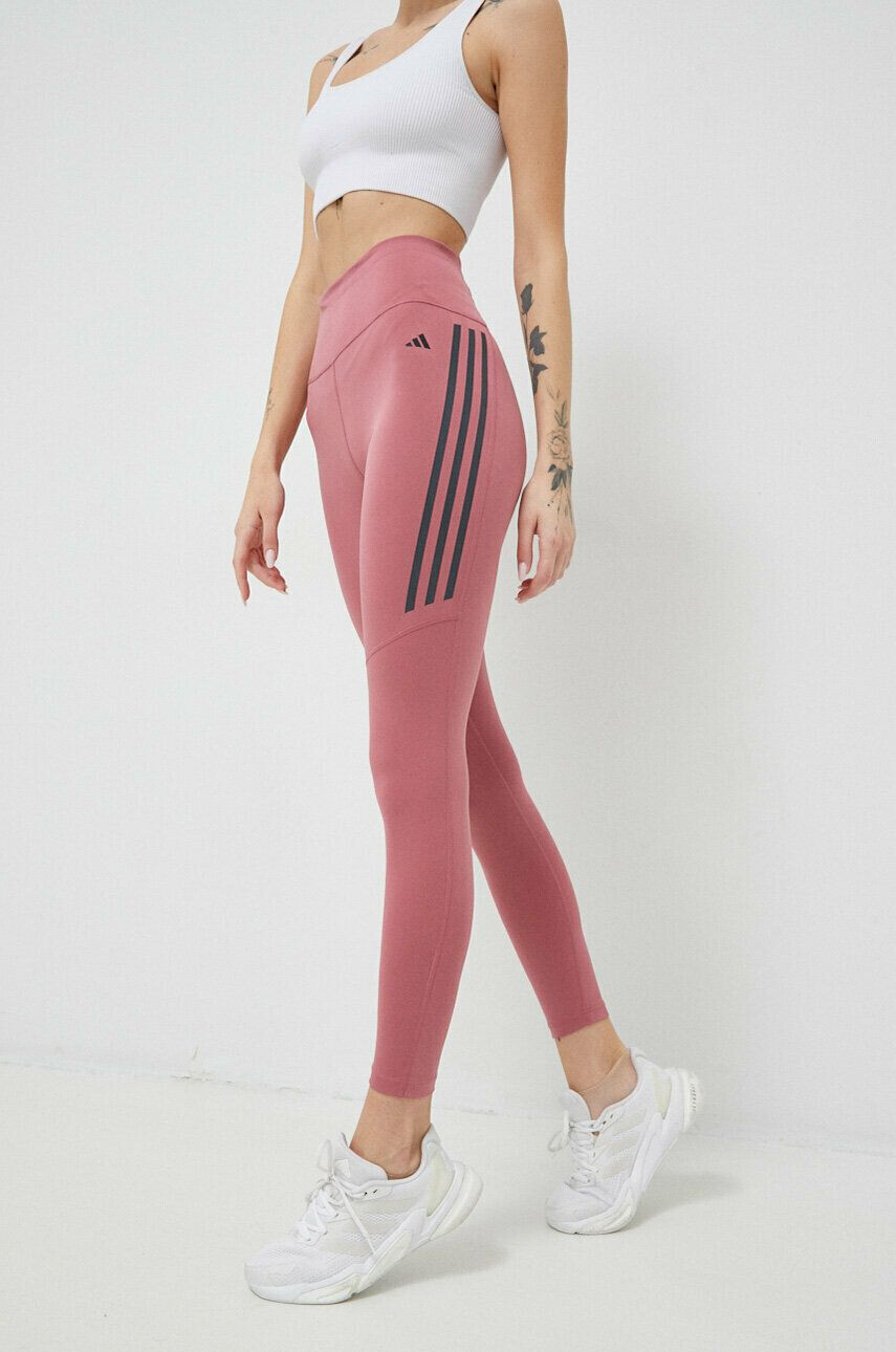 adidas Performance leggins de alergare DailyRun culoarea roz cu imprimeu - Pled.ro