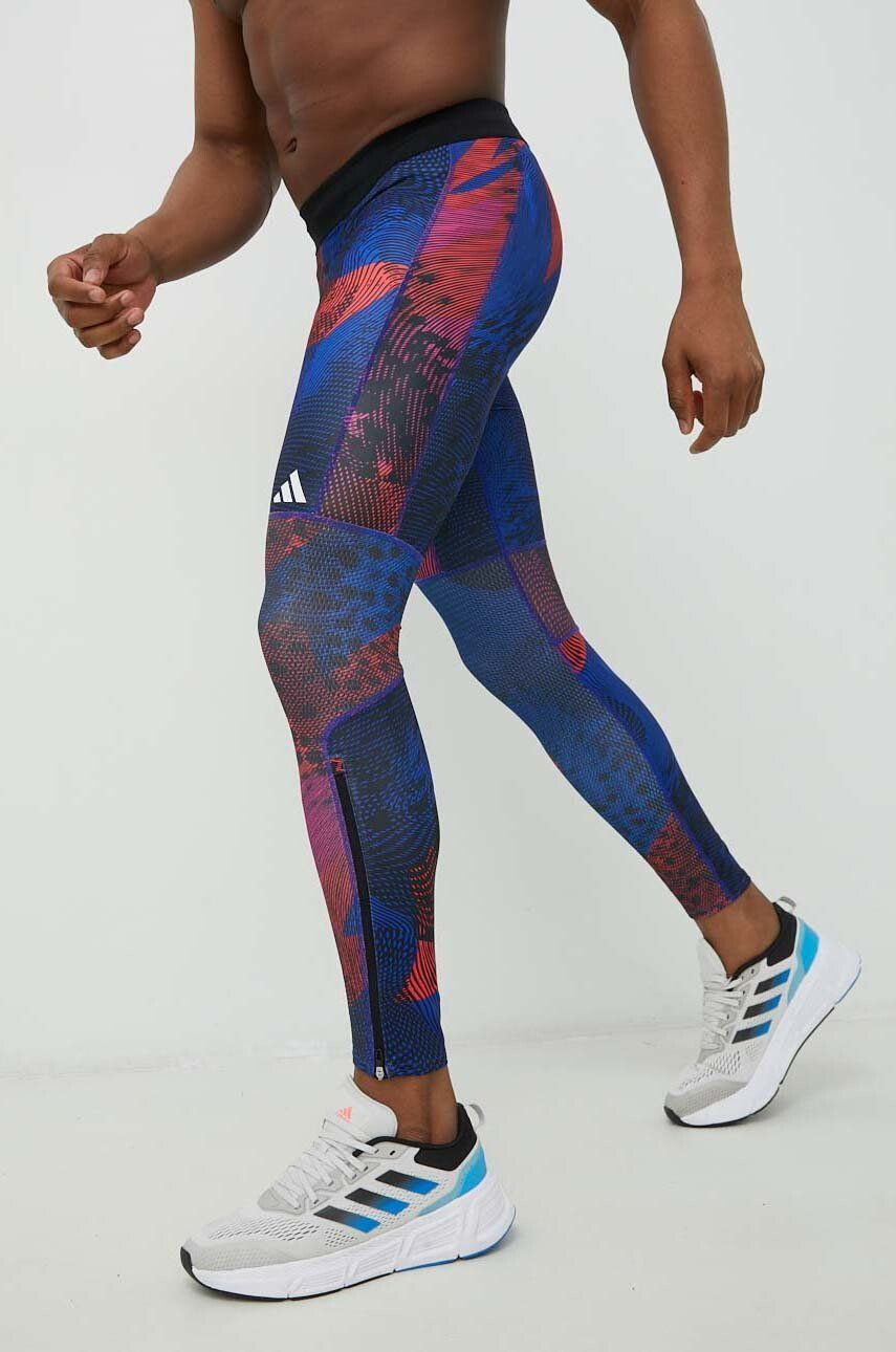 adidas Performance leggins de alergare Saturday barbati culoarea albastru marin modelator - Pled.ro