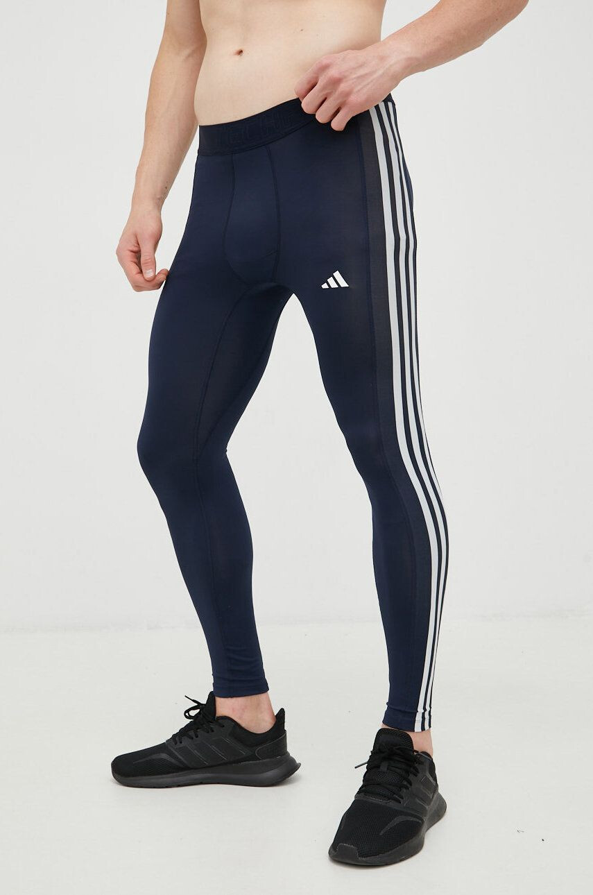 adidas Performance leggins de antrenament 3-stripes barbati culoarea albastru marin cu imprimeu - Pled.ro