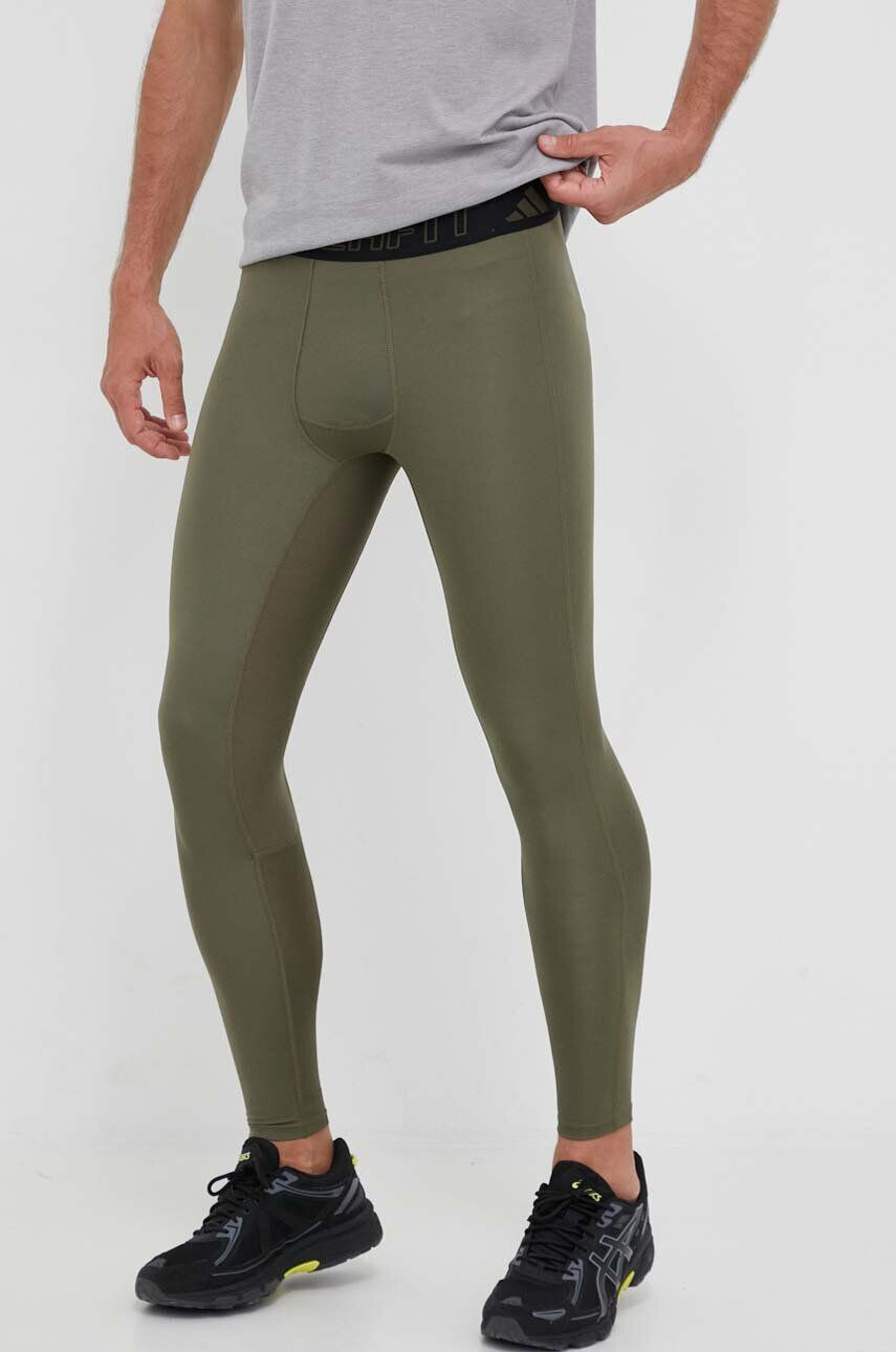 adidas Performance leggins de antrenament Techfit culoarea verde neted - Pled.ro