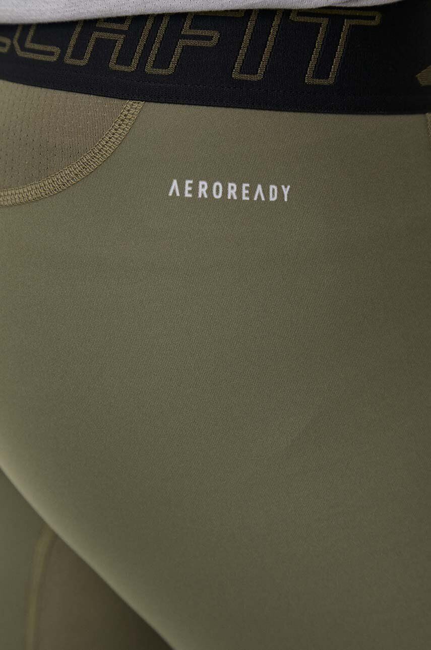 adidas Performance leggins de antrenament Techfit culoarea verde neted - Pled.ro