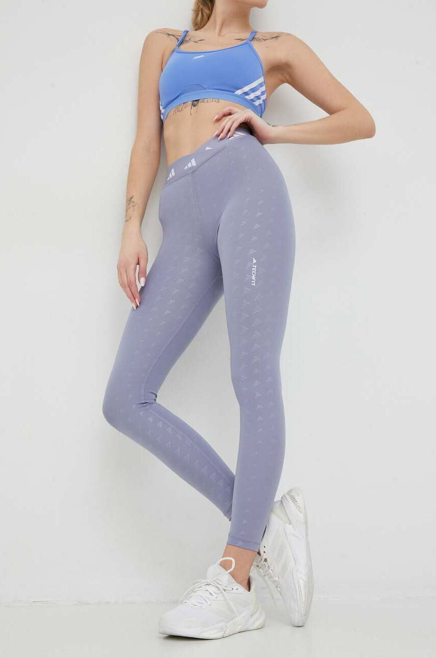 adidas Performance leggins de antrenament Techfit Brand Love femei culoarea violet modelator - Pled.ro