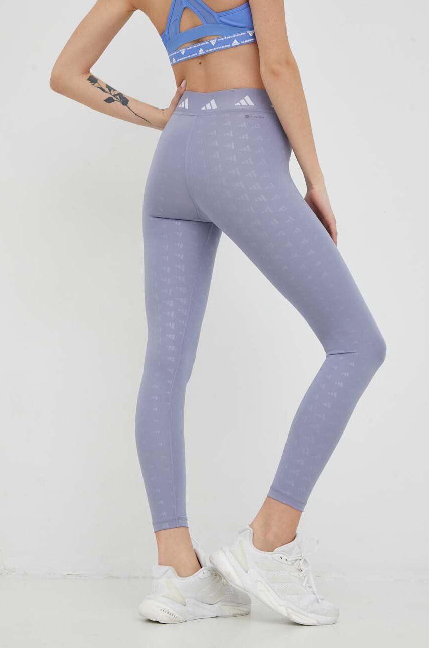 adidas Performance leggins de antrenament Techfit Brand Love femei culoarea violet modelator - Pled.ro