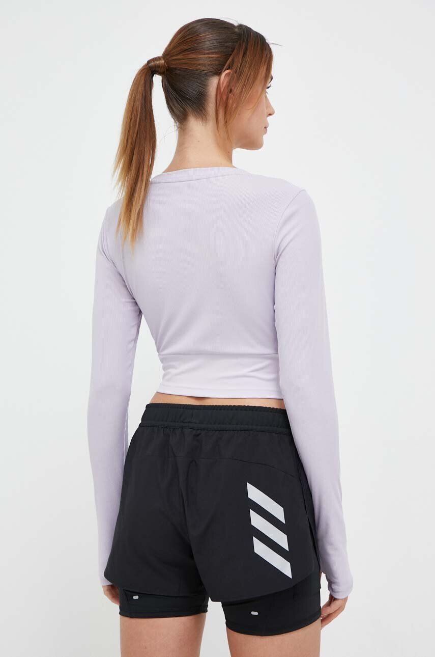 adidas Performance longsleeve de yoga Studio culoarea violet - Pled.ro