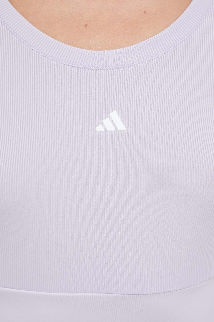 adidas Performance longsleeve de yoga Studio culoarea violet - Pled.ro