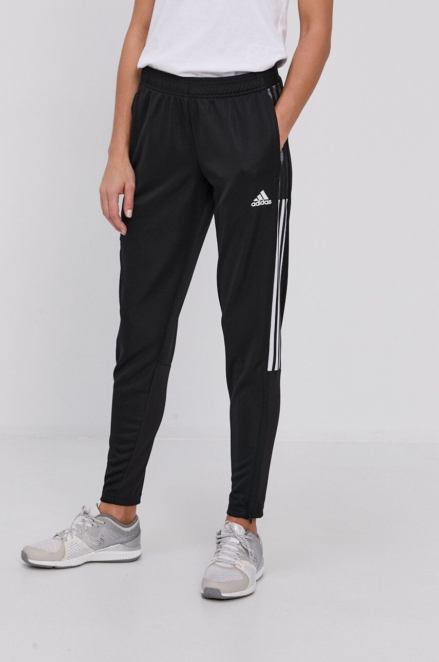 adidas Performance Pantaloni GQ1241 femei culoarea negru cu imprimeu - Pled.ro