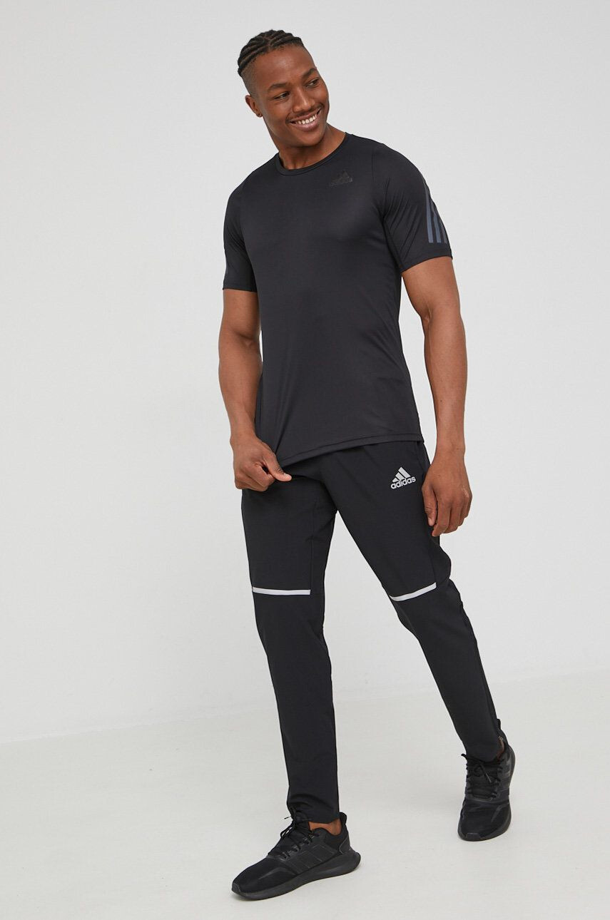 adidas Performance pantaloni de alergare Own the Run barbati culoarea negru cu imprimeu - Pled.ro