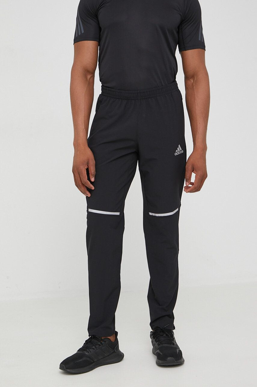 adidas Performance pantaloni de alergare Own the Run barbati culoarea negru cu imprimeu - Pled.ro