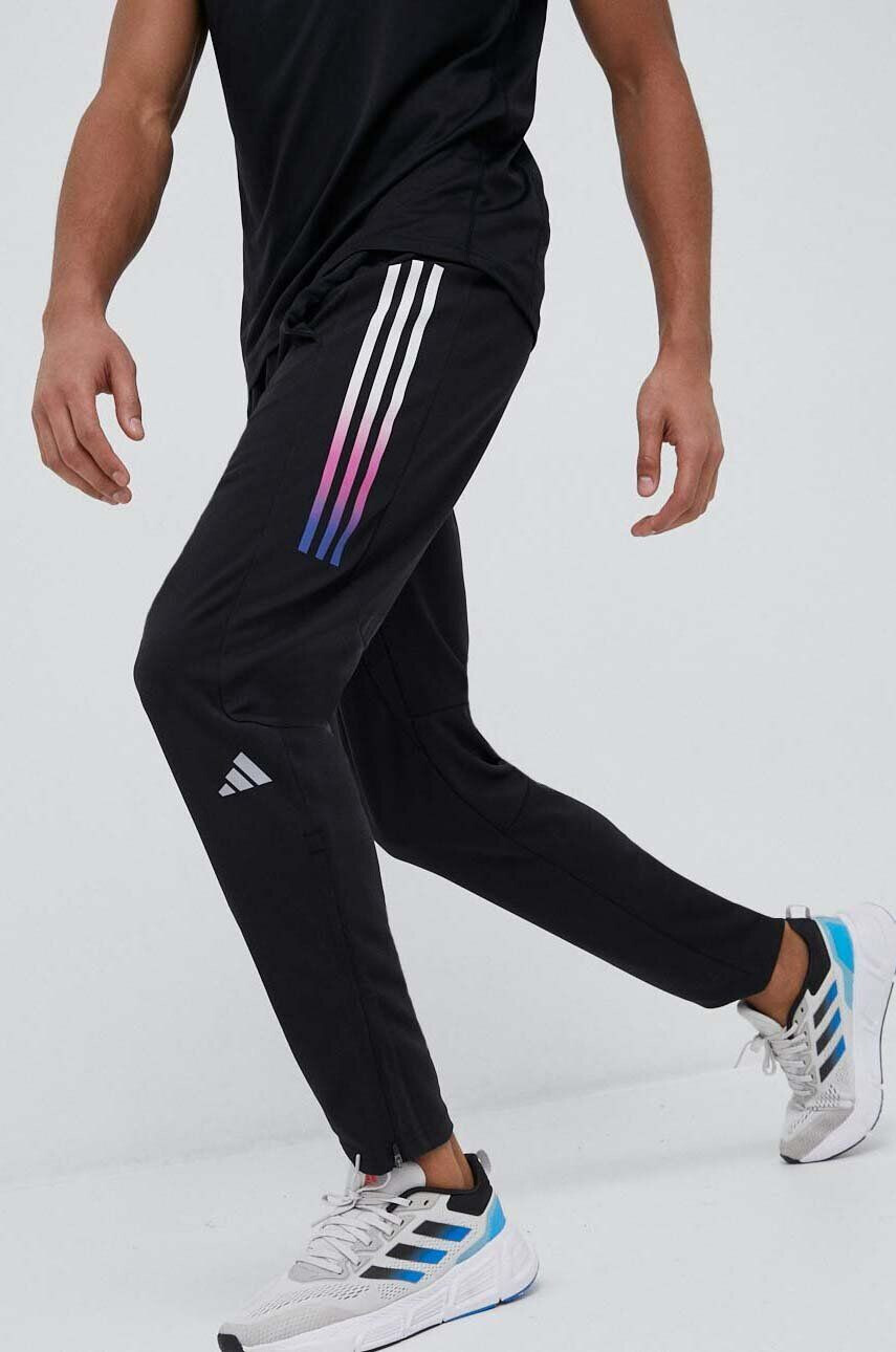 adidas Performance pantaloni de alergare Run Icons culoarea negru cu imprimeu - Pled.ro