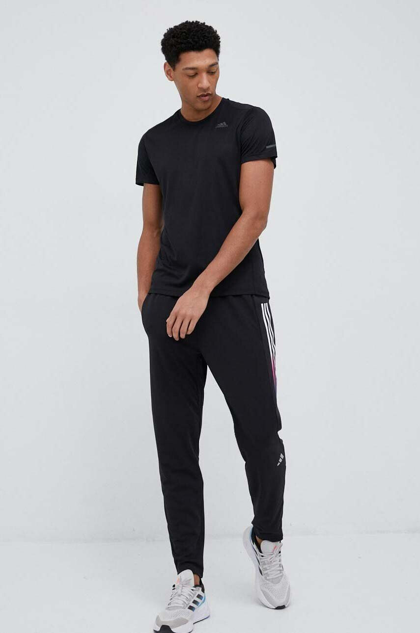 adidas Performance pantaloni de alergare Run Icons culoarea negru cu imprimeu - Pled.ro