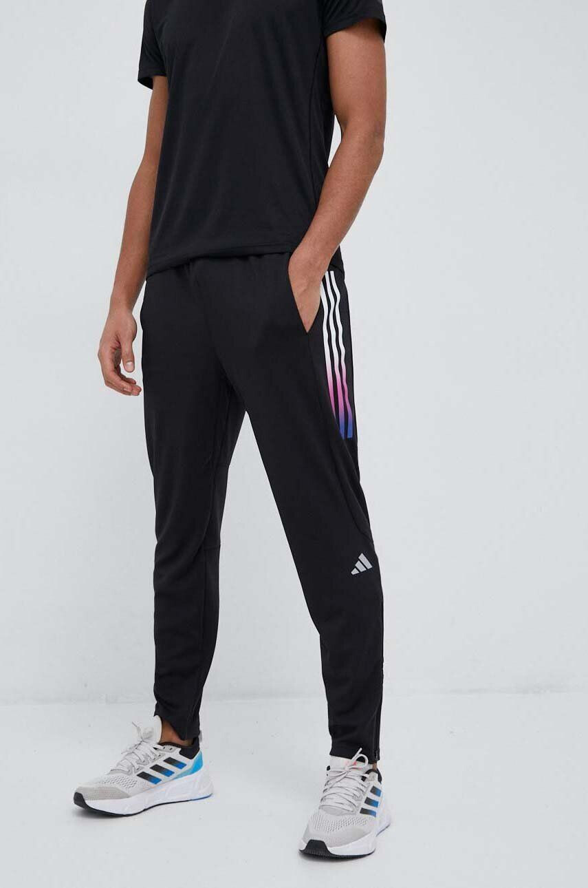 adidas Performance pantaloni de alergare Run Icons culoarea negru cu imprimeu - Pled.ro