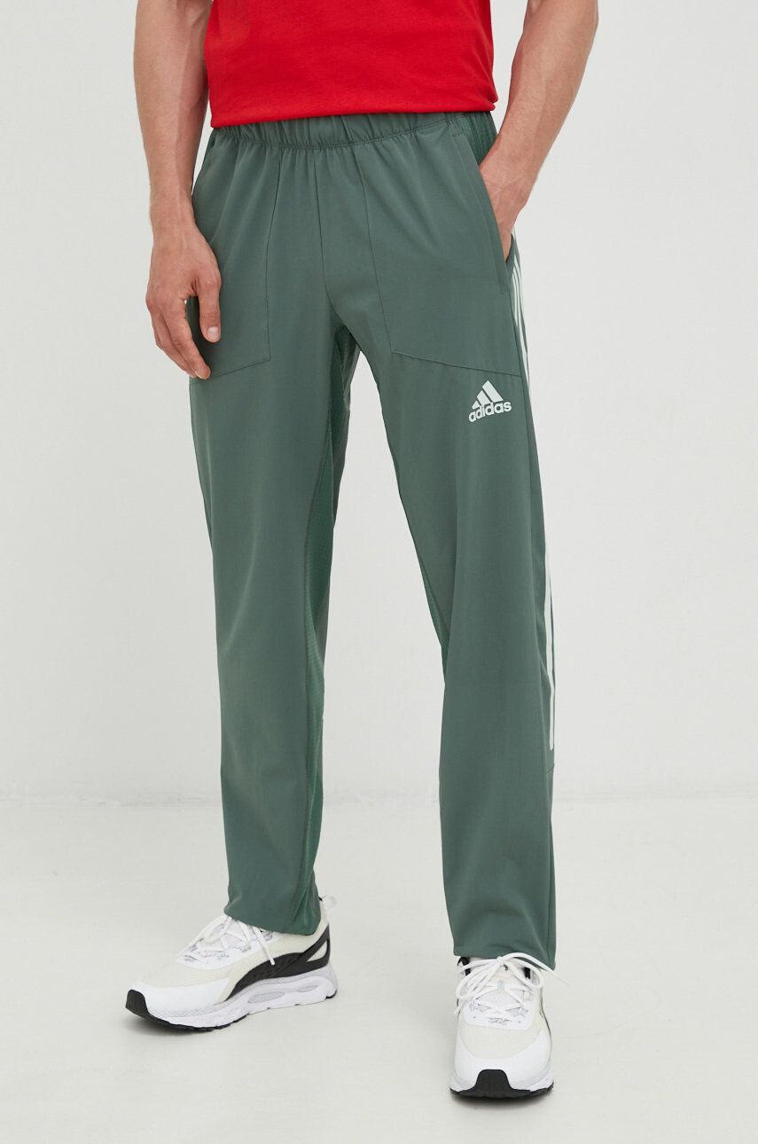 adidas Performance pantaloni de antrenament barbati culoarea verde cu imprimeu - Pled.ro