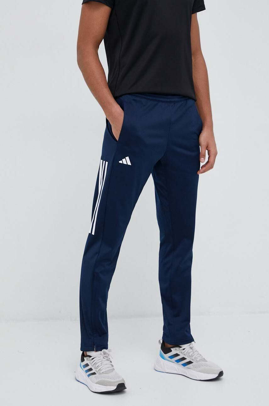 adidas Performance pantaloni de antrenament 3 Stripes culoarea albastru marin cu imprimeu - Pled.ro