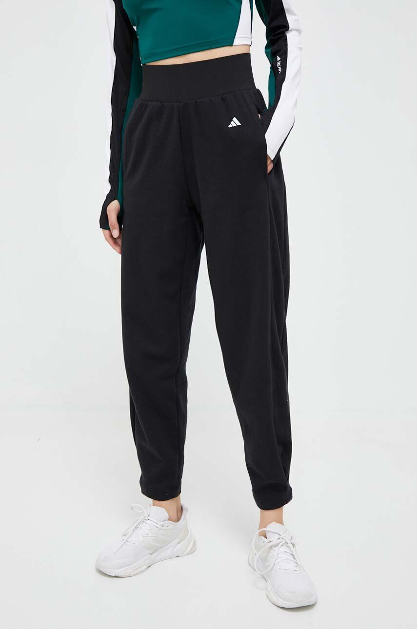 adidas Performance pantaloni de yoga Studio culoarea negru neted - Pled.ro