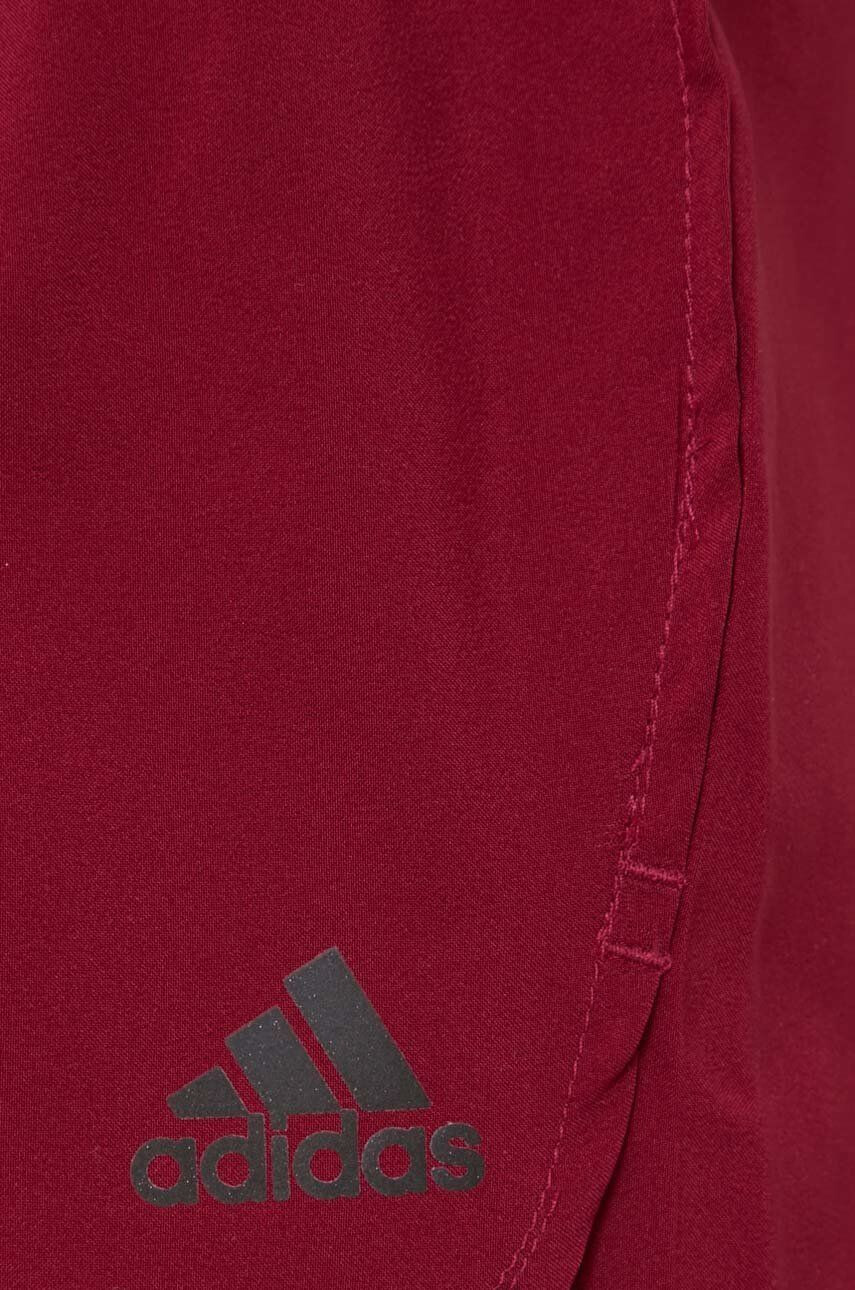 adidas Performance pantaloni scurți de alergare HC1751 femei culoarea bordo neted medium waist - Pled.ro