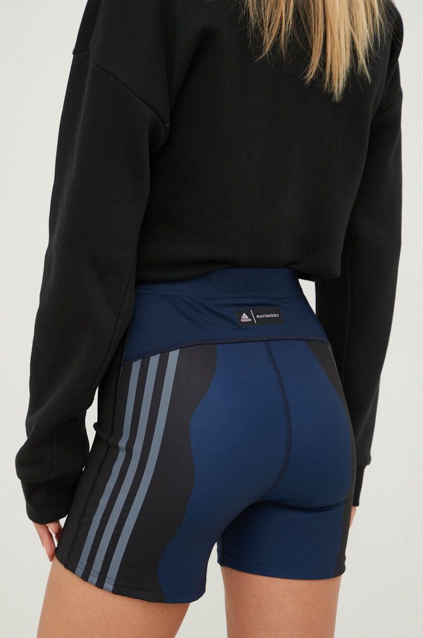 adidas Performance pantaloni scurți de alergare Marimekko femei culoarea albastru marin modelator high waist - Pled.ro