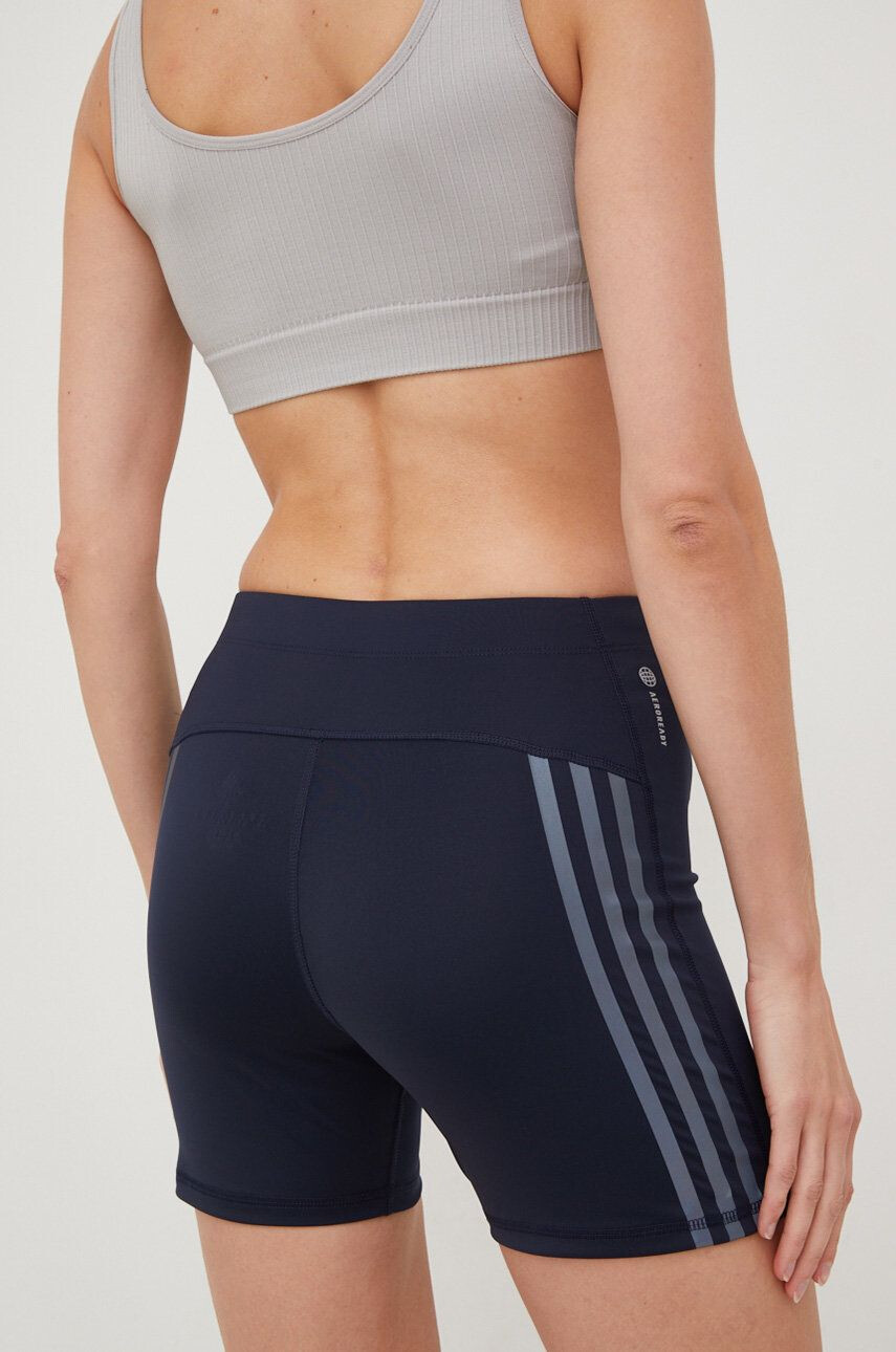 adidas Performance pantaloni scurți de alergare Run Icons femei culoarea albastru marin cu imprimeu high waist - Pled.ro