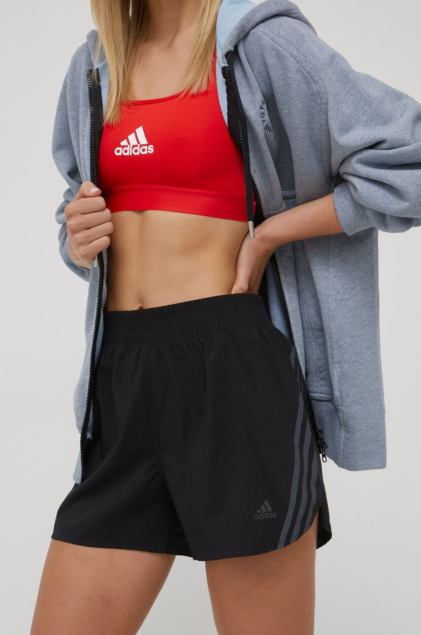 adidas Performance pantaloni scurți de alergare Run Icons 3-stripes H57185 femei culoarea negru cu imprimeu high waist - Pled.ro