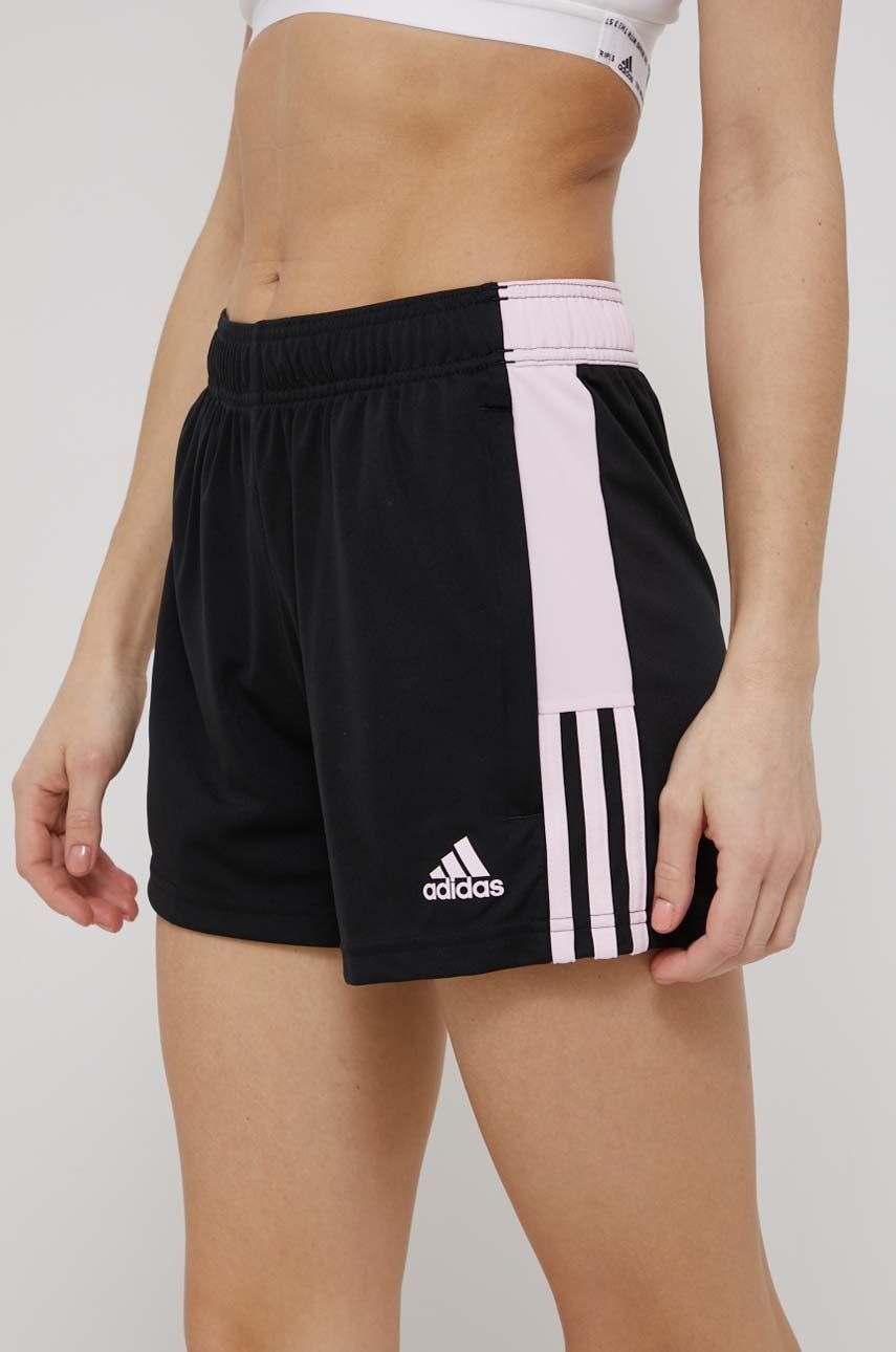 adidas Performance pantaloni scurți de antrenament femei culoarea negru cu imprimeu high waist - Pled.ro