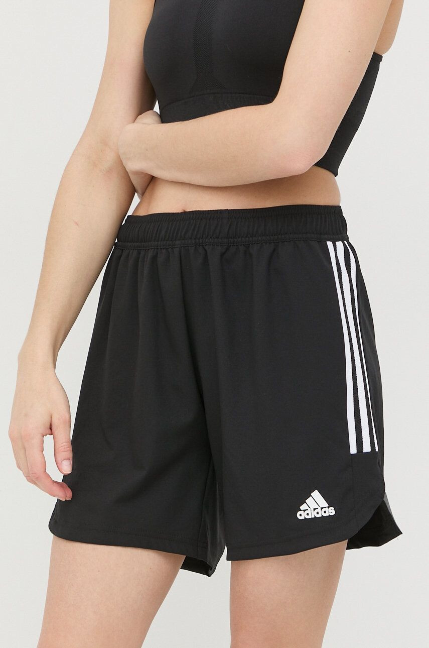 adidas Performance pantaloni scurți de antrenament Condivo 22 femei culoarea negru cu imprimeu high waist - Pled.ro