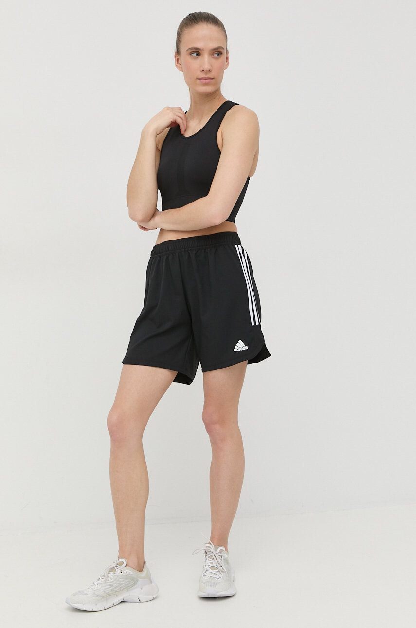 adidas Performance pantaloni scurți de antrenament Condivo 22 femei culoarea negru cu imprimeu high waist - Pled.ro