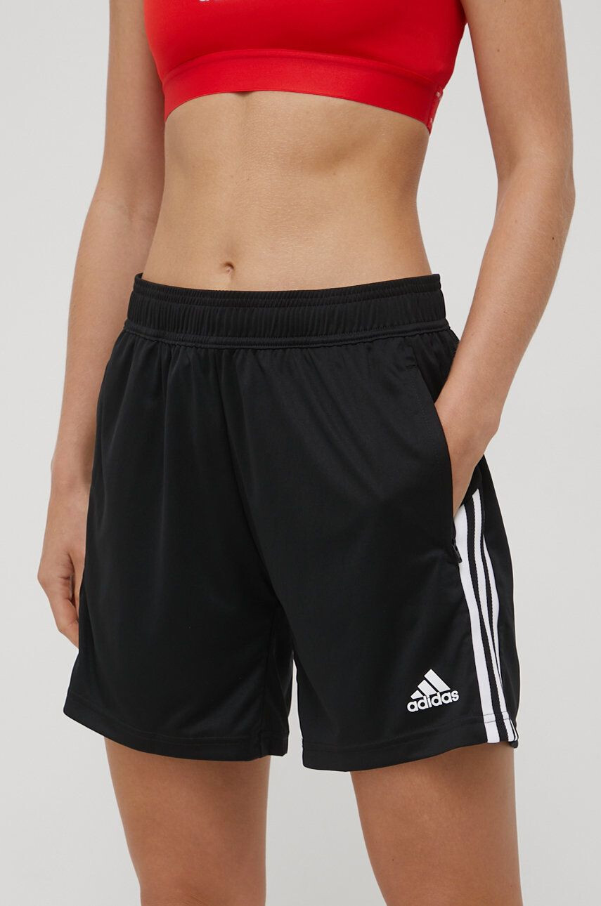 adidas Performance pantaloni scurți de antrenament Condivo22 femei culoarea negru cu imprimeu high waist - Pled.ro