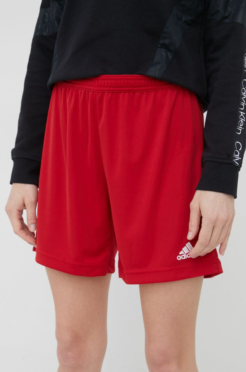 adidas Performance pantaloni scurți de antrenament Entrada 22 HI0002 femei culoarea rosu neted high waist - Pled.ro