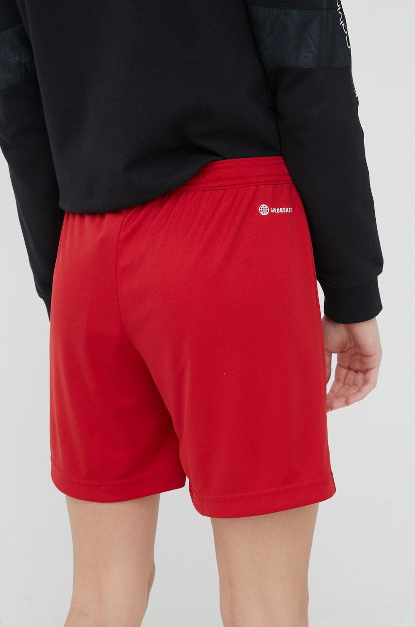 adidas Performance pantaloni scurți de antrenament Entrada 22 HI0002 femei culoarea rosu neted high waist - Pled.ro