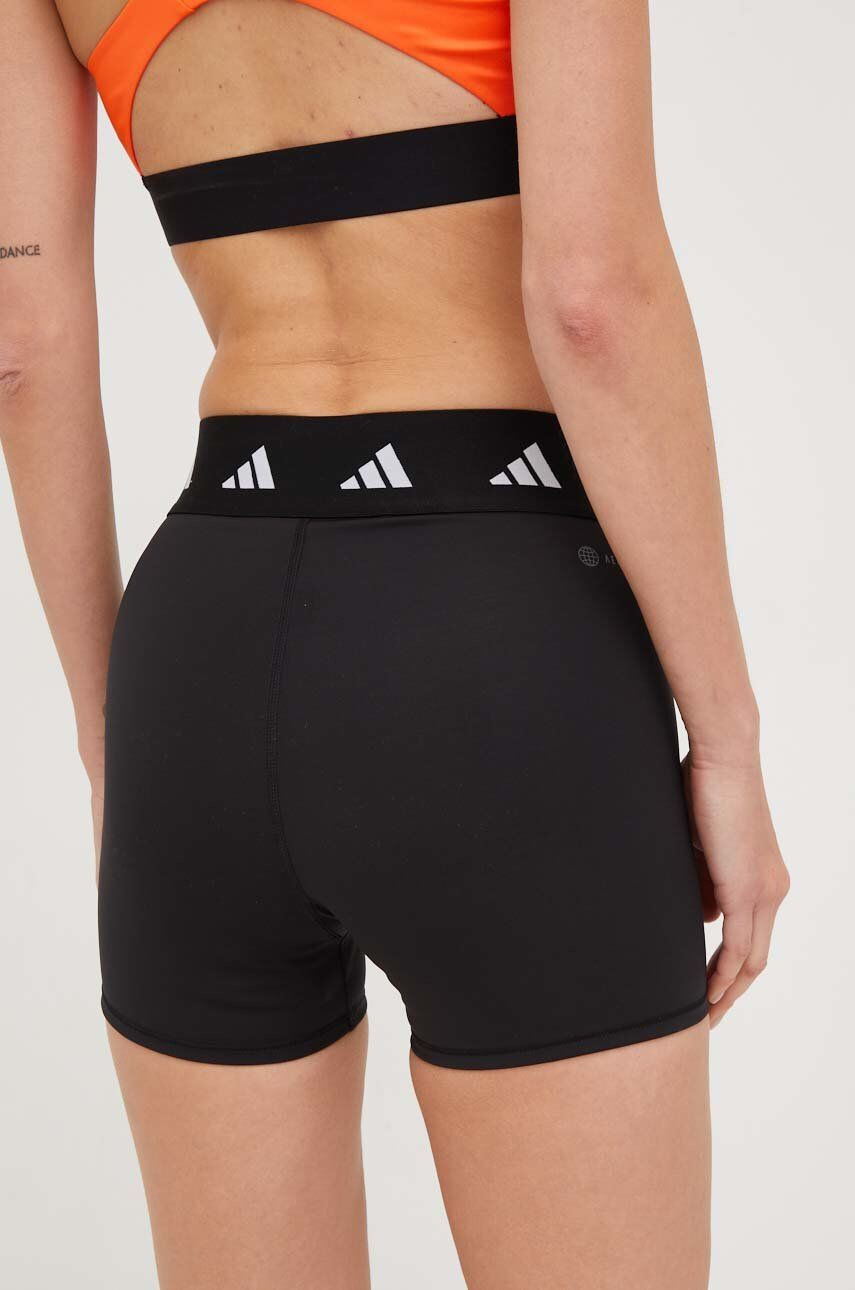 adidas Performance pantaloni scurți de antrenament Period Proof femei culoarea negru cu imprimeu high waist - Pled.ro