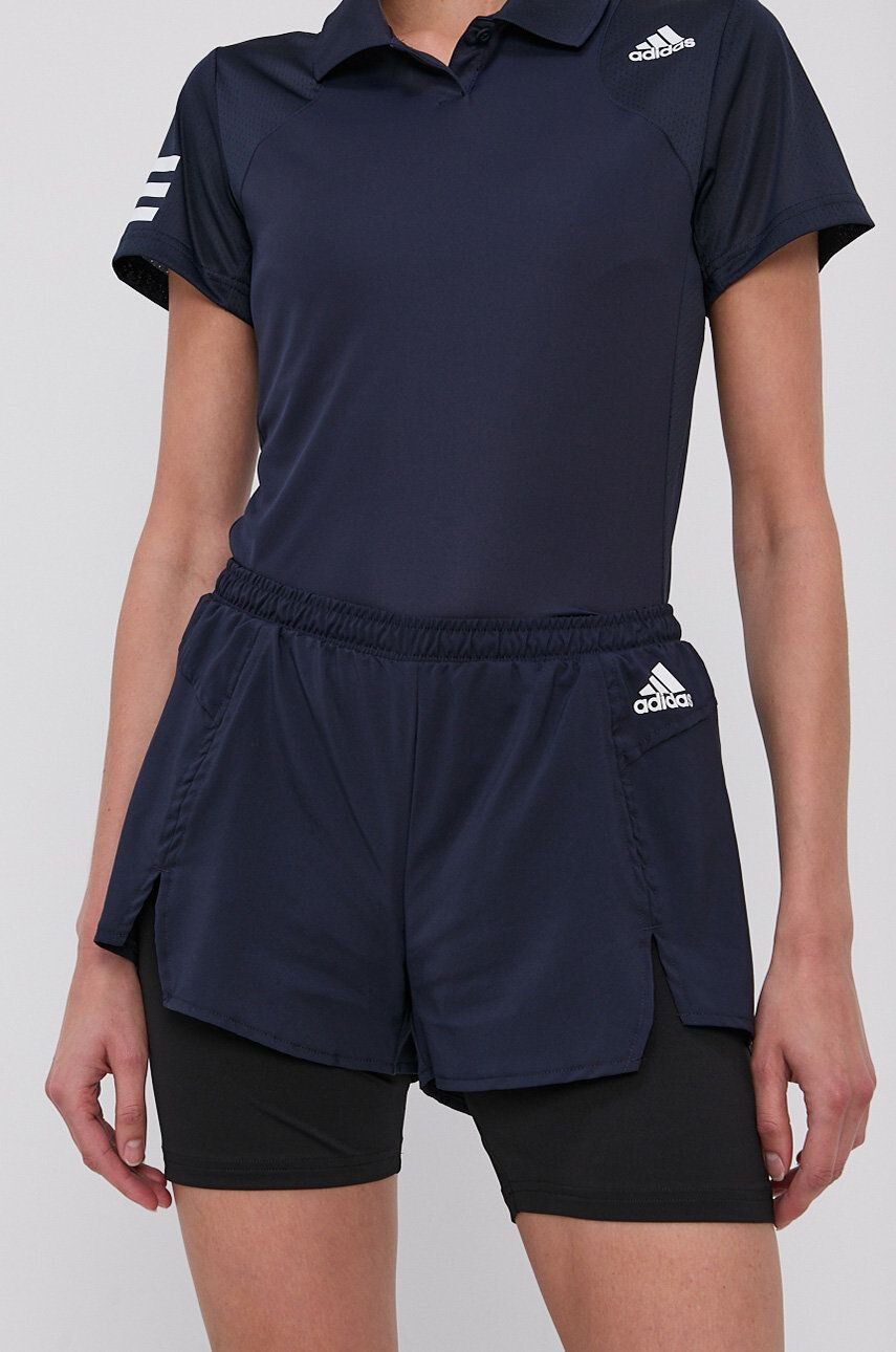 adidas Performance Pantaloni scurți H38799 femei culoarea albastru marin cu imprimeu medium waist - Pled.ro