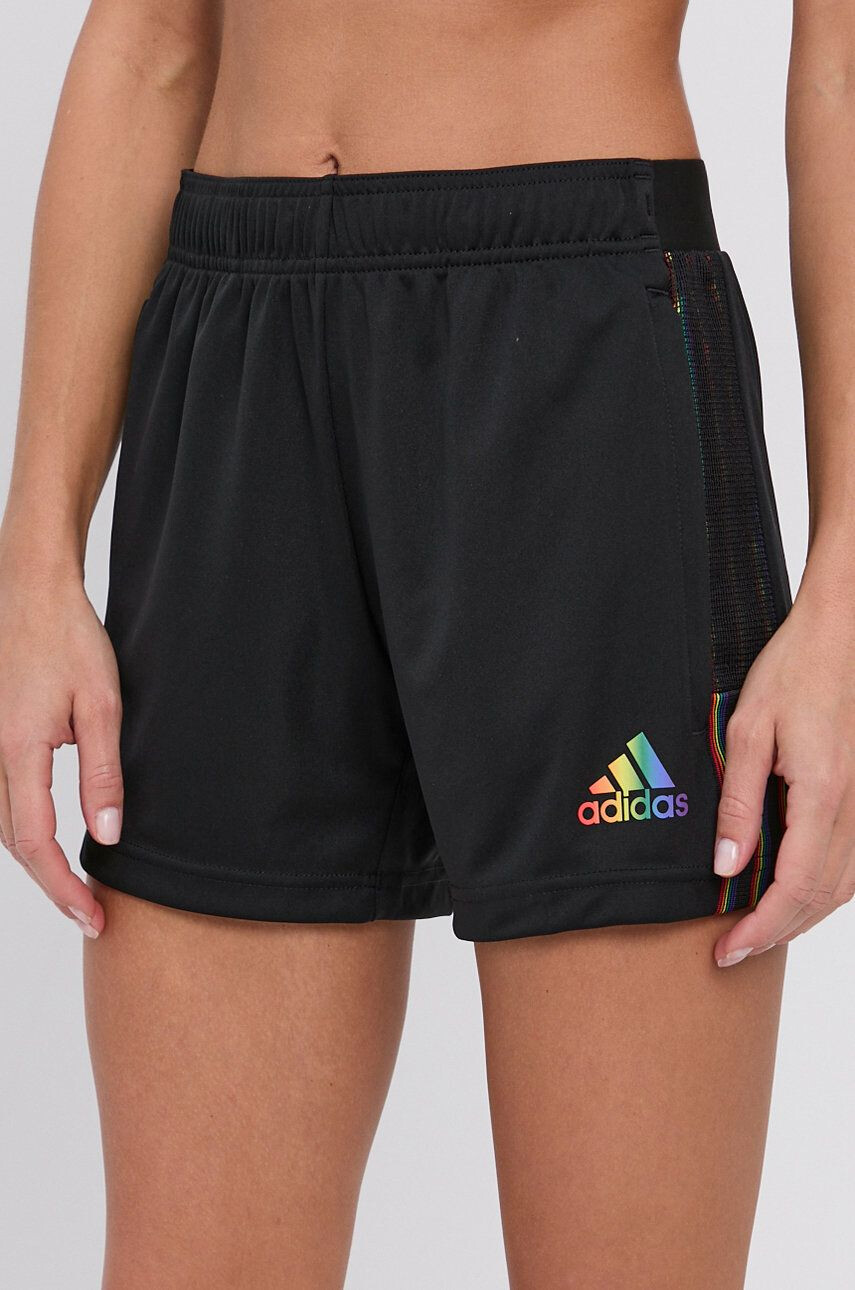 adidas Performance Pantaloni scurți H37786 femei culoarea negru material neted medium waist - Pled.ro