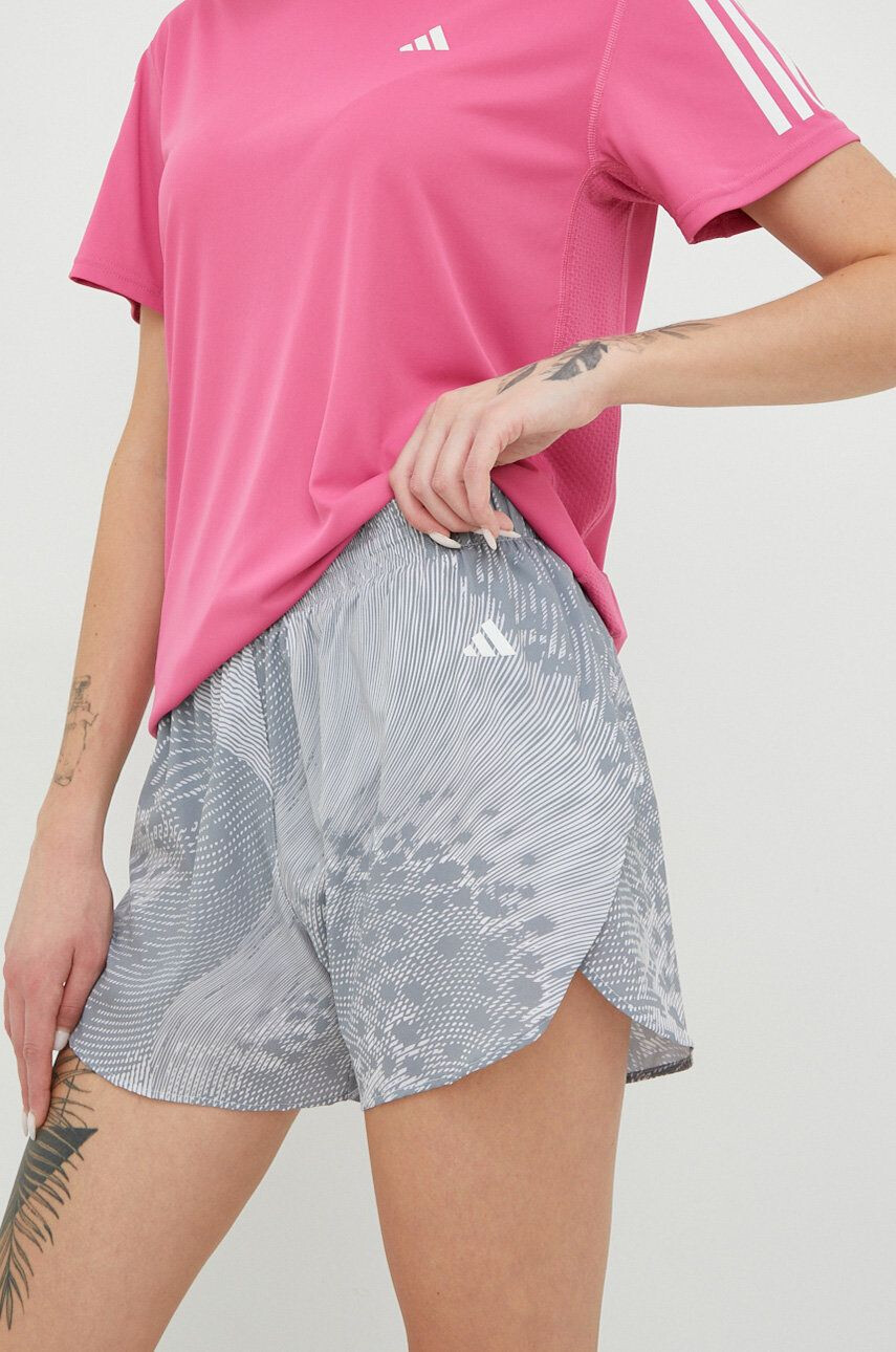 adidas Performance pantaloni scurți de alergare Adizero femei culoarea gri modelator medium waist - Pled.ro