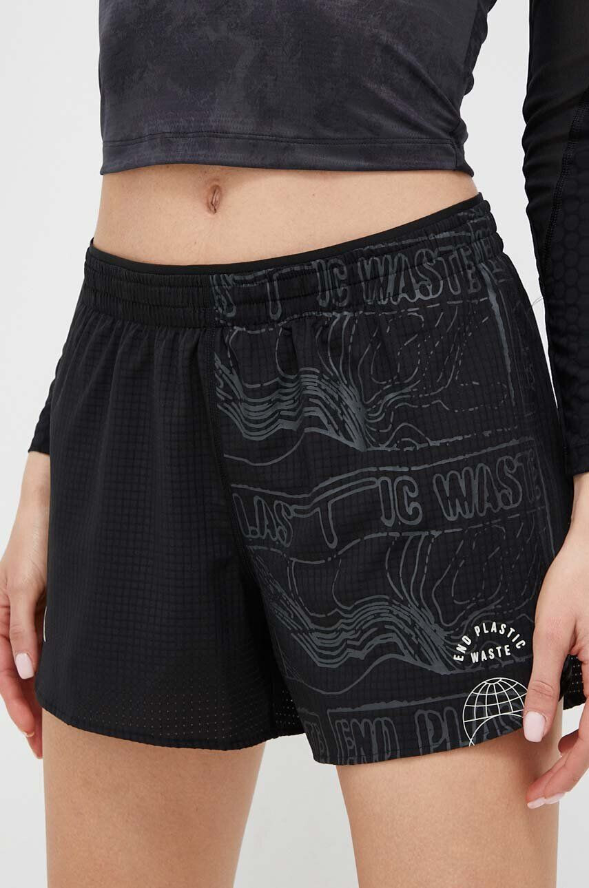 adidas Performance pantaloni scurți de alergare Run for the Oceans culoarea negru cu imprimeu medium waist - Pled.ro