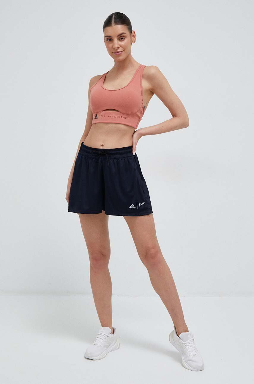 adidas Performance pantaloni scurți de alergare x Parley culoarea albastru marin neted high waist - Pled.ro