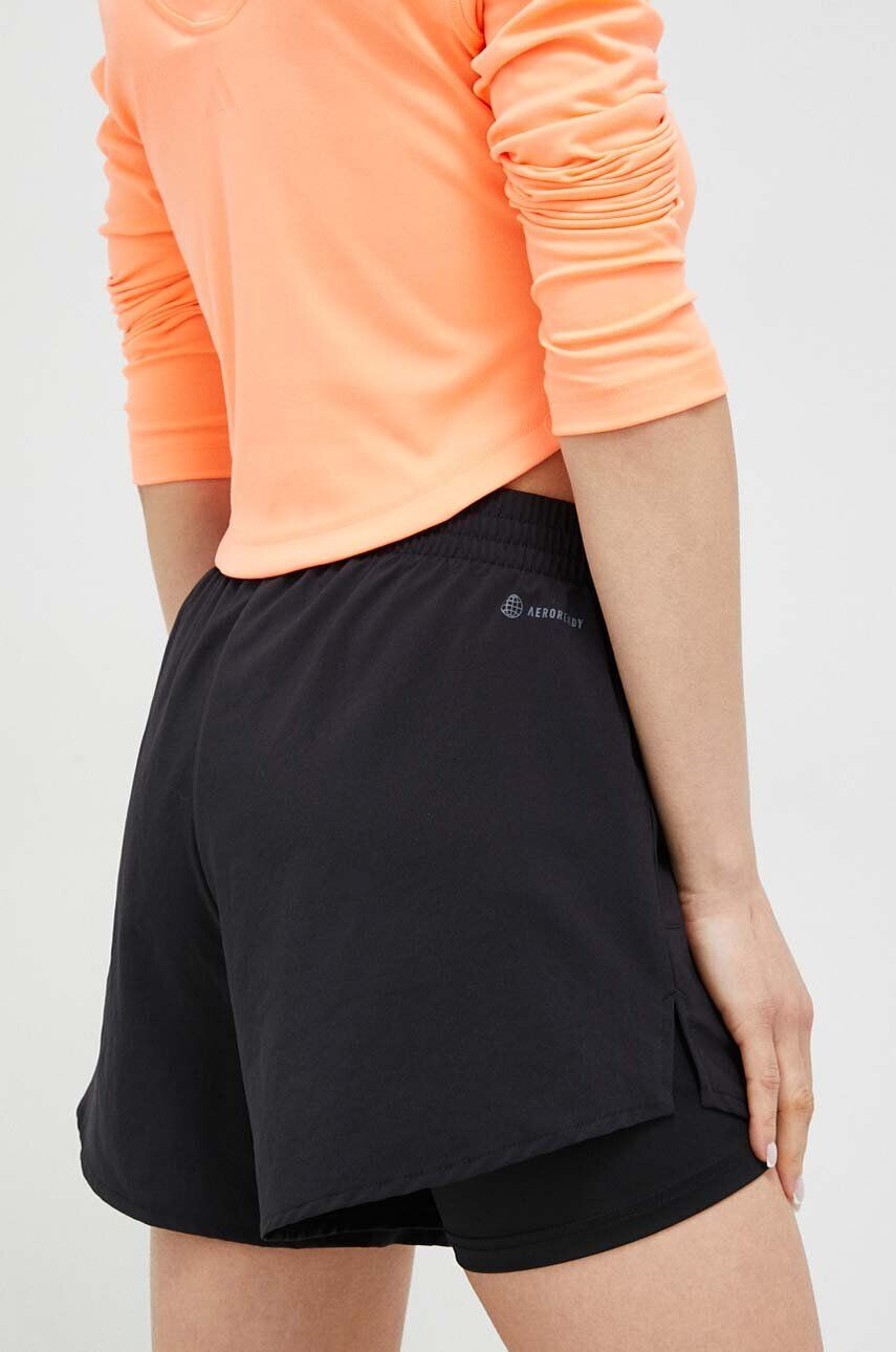 adidas Performance pantaloni scurți de antrenament culoarea negru neted high waist - Pled.ro