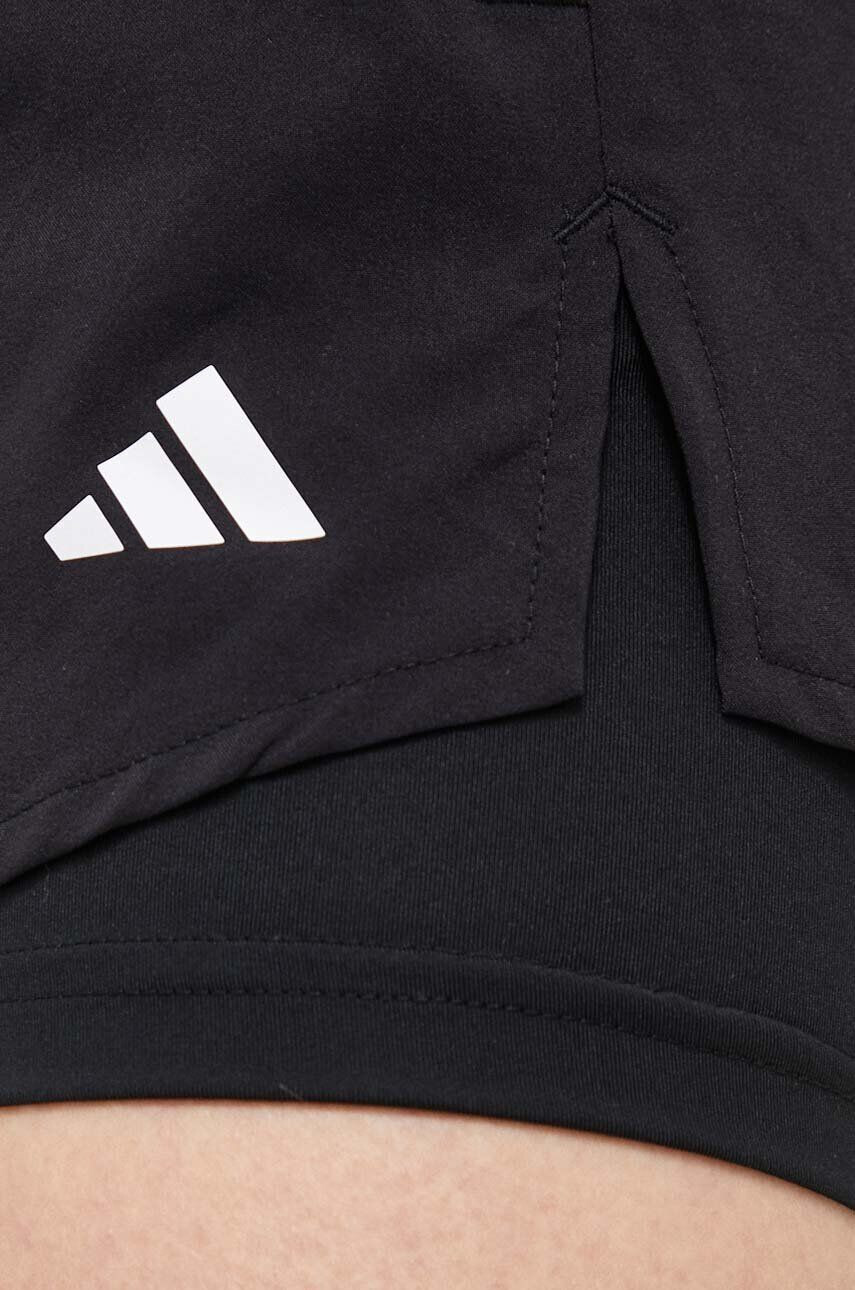 adidas Performance pantaloni scurți de antrenament culoarea negru neted high waist - Pled.ro