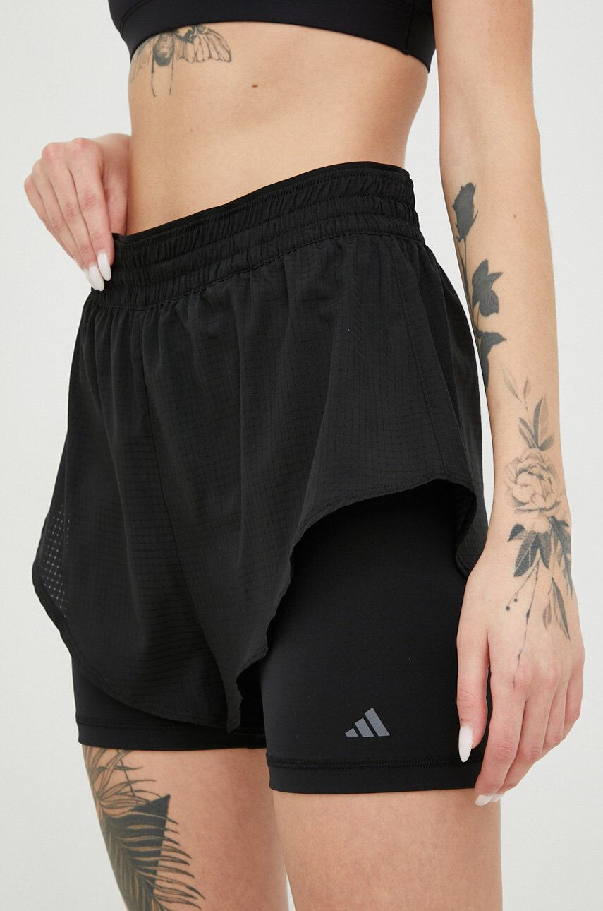 adidas Performance pantaloni scurți de antrenament HIIT femei culoarea negru neted high waist - Pled.ro